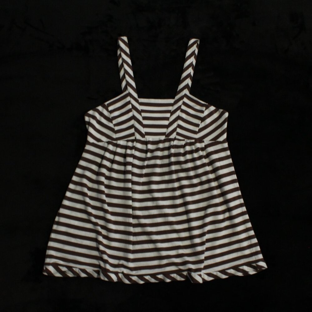 BCBG Brown & White Striped Baby Doll Tank-Top